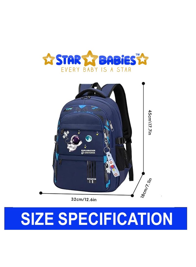 STAR BABiES Star Babies Astronaut Children's Backpack Cute Adjustable Shoulder Strap for Hiking Large - Navy Blue - Image 3