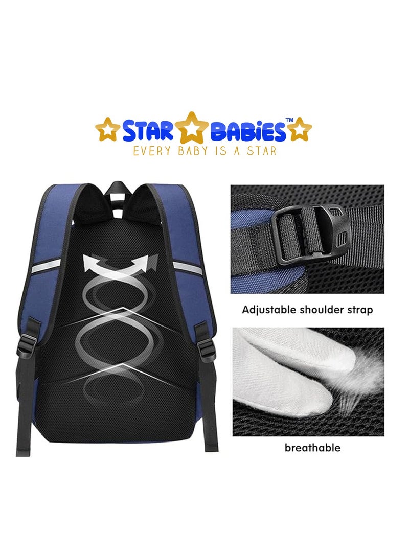 STAR BABiES Star Babies Astronaut Children's Backpack Cute Adjustable Shoulder Strap for Hiking Large - Navy Blue - Image 5
