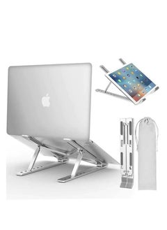 Scrolls Adjustable Laptop Stand, Portable Aluminum Laptop Riser Laptop Holder for Desk, Foldable Ventilated Cooling Computer Support Stand for Apple MacBook Pro/Air, HP, Sony, Dell  - Image 1