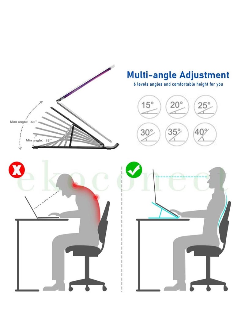 Scrolls Adjustable Laptop Stand, Portable Aluminum Laptop Riser Laptop Holder for Desk, Foldable Ventilated Cooling Computer Support Stand for Apple MacBook Pro/Air, HP, Sony, Dell - Image 3