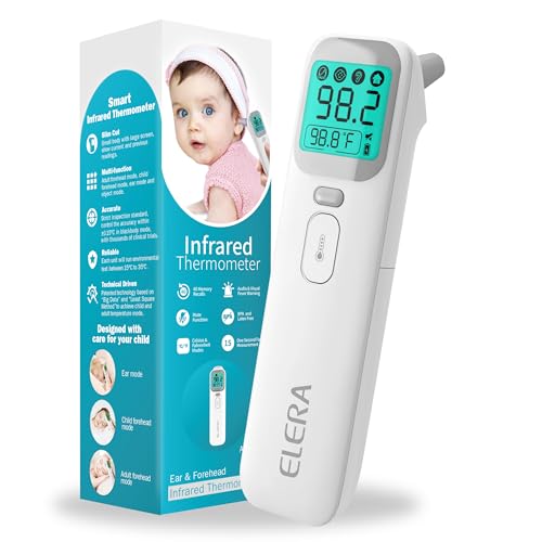 Elera Ear Thermometer for Kids, Baby Thermometer with Forehead and Ear Mode for Adults, Infant, Kids and Toddler, Touchless and 1 Second Reading with Fever Alarm and Mute Function, LCD - Image 1