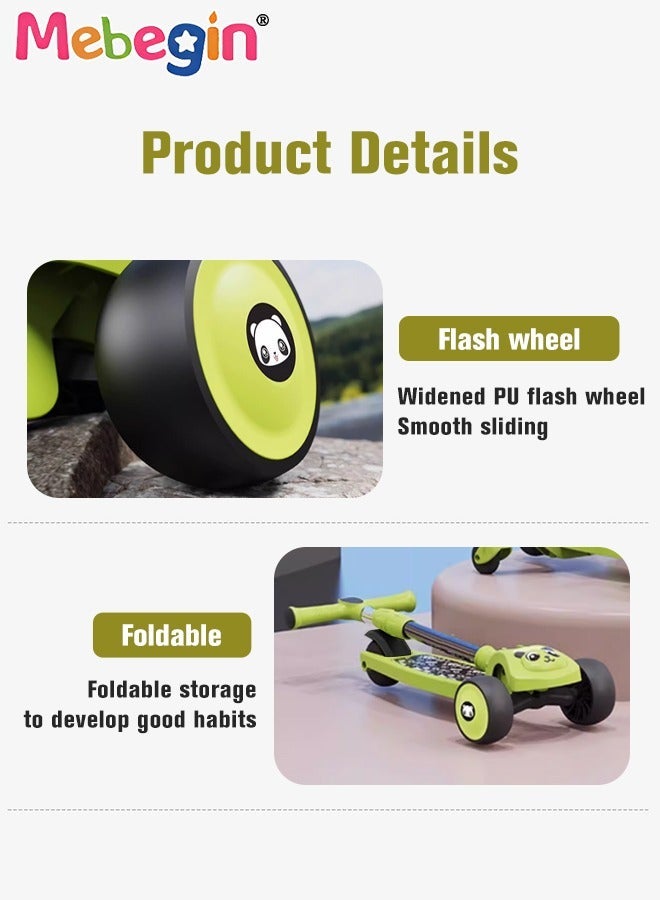 MEBEGIN Foldable 3 Wheel Scooter with Windmill and Car Basket, Non-Slip Scooter with Light and Music, Kids Kick Scooter, Adjustable Height, Extra-wide Deck for Stability, No Installation Required - Image 4