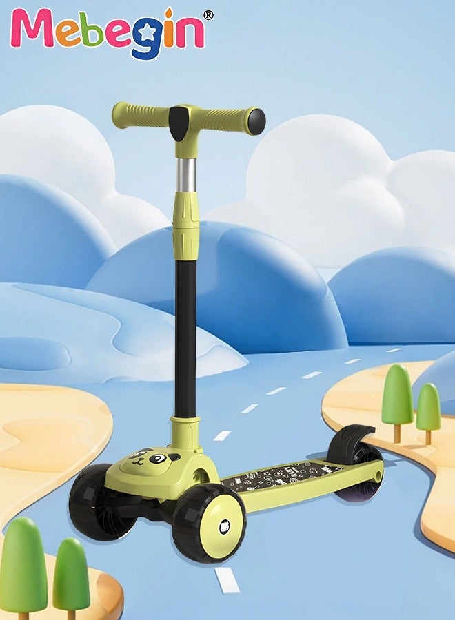 MEBEGIN Foldable 3 Wheel Scooter with Windmill and Car Basket, Non-Slip Scooter with Light and Music, Kids Kick Scooter, Adjustable Height, Extra-wide Deck for Stability, No Installation Required - Image 2