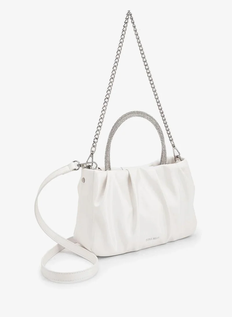 Flora Bella By Shoexpress CREAM DIAMANTE  HANDLE BAG WITH DETACHABLE SHOULDER CHAIN STRAP for Women | Best Price UAE
