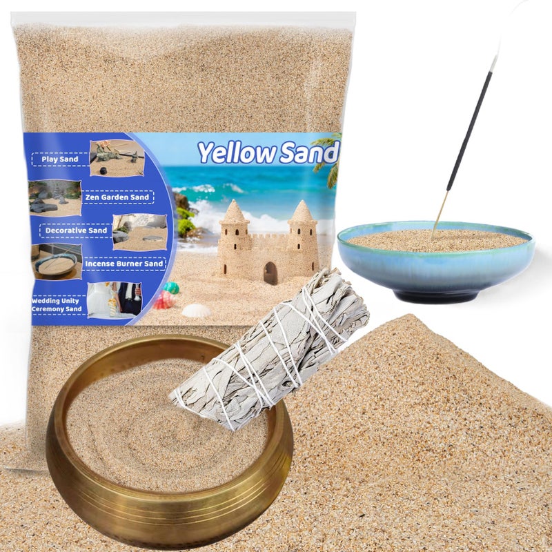 RAINFLOW 15 OZ Fine Yellow Sand for Crafts - Colored Quartz Zen Garden Sand Decorative for Vases Filler, Wedding Unity Ceremony, Incense Burner, Ritual Incense,Wishing Bottle - Image 1