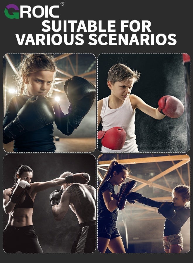GROIC زوج واحد من قفازات الملاكمة MMA للرجال والنساء، قفازات حقيبة فنون القتال، قفازات كيك بوكسينغ مع كفوف مفتوحة، قفازات ملاكمة نصف إصبع لحقائب الضرب، التدريب، موياي تاي، MMA - Image 4