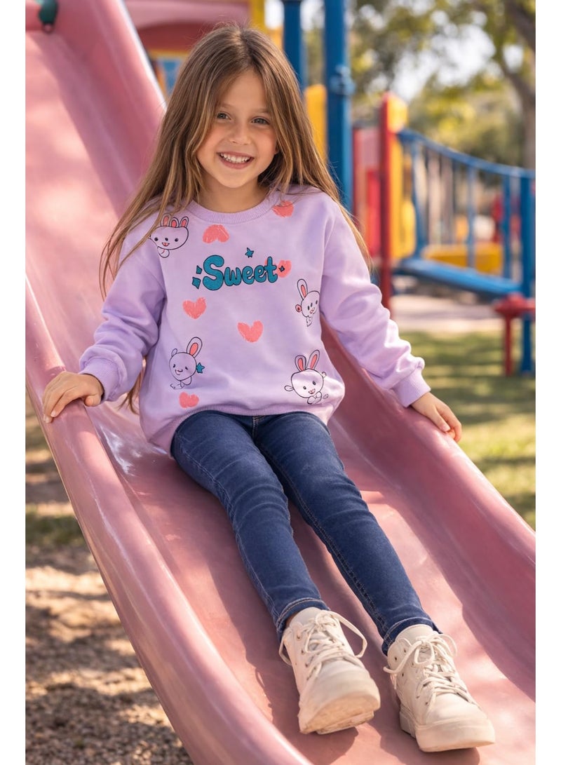 كيو كيو سويتيشرت شتوي للبنات، مبطن بالقطن 100%، خامة سميكة مقاومة للوبر والتلاشي، دافئ وناعم للأطفال من سن 2-5 سنوات، تصميم جذاب وعصري للبنات الصغيرات(4 سنوات) - Image 3