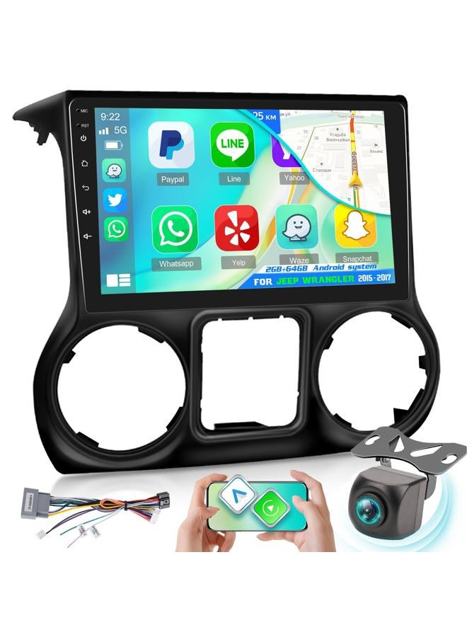 EKAT [2G+64G] 10 inch Screen for Jeep Wrangler Radio 2015 2016 2017, Android Wrangler Car Stereo with 10.1 inch Touch Screen, Carplay/Android Auto/1080P/Bluetooth/WiFi +AHD Backup Camera - Image 1