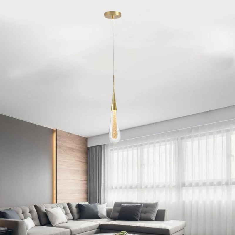 كلاراكو مصباح معلق من الكريستال على شكل قطرة على الطراز الاسكندنافي، مصباح معلق LED طويل الخط، مصباح إضاءة معلق في السقف للمطبخ بجانب السرير والممر برأس واحد - Image 4