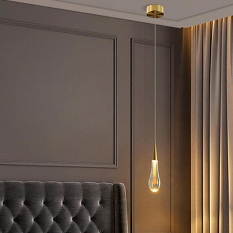 كلاراكو مصباح معلق من الكريستال على شكل قطرة على الطراز الاسكندنافي، مصباح معلق LED طويل الخط، مصباح إضاءة معلق في السقف للمطبخ بجانب السرير والممر برأس واحد - Image 3