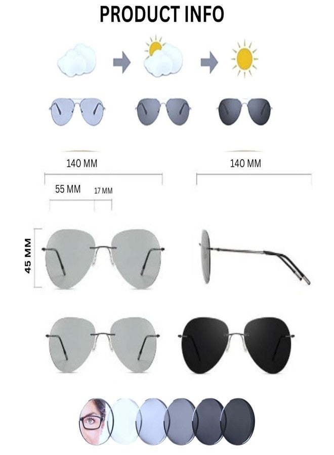 ريديكس نظارات ريدكس أفياتور فوتوكرومية بدون إطار، عدسات كمبيوتر زرقاء مضادة للوهج تحجب الأشعة الضارة (أسود) - Image 2