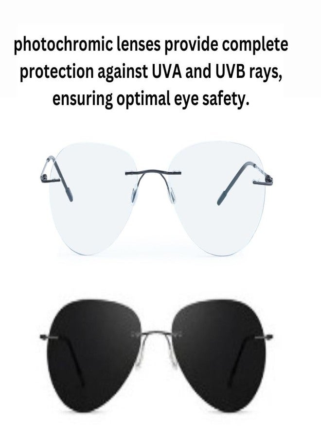 ريديكس نظارات ريدكس أفياتور فوتوكرومية بدون إطار، عدسات كمبيوتر زرقاء مضادة للوهج تحجب الأشعة الضارة (أسود) - Image 3