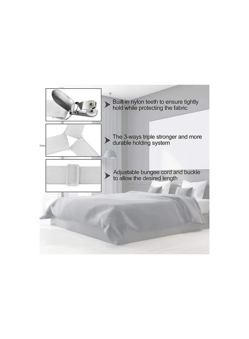 1-Piece 6 Adjustable Heads Elastic Fitted Sheet Straps,Crisscross Bed Sheet Fasteners Suspenders,Fit Round and Square Mattresses - Image 4