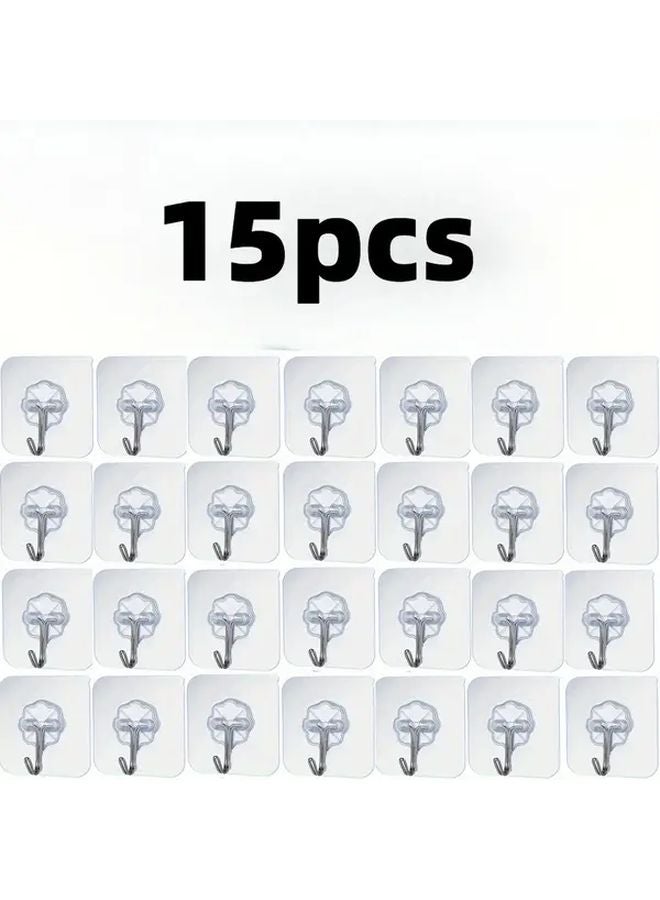 15 قطعة من الخطافات اللاصقة الشفافة لتثبيت الصور والبلاط على الحائط دون تلف - Image 1