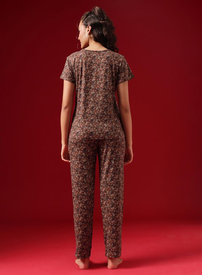 Clovia Floral Print Top and Pyjama Set - Image 5