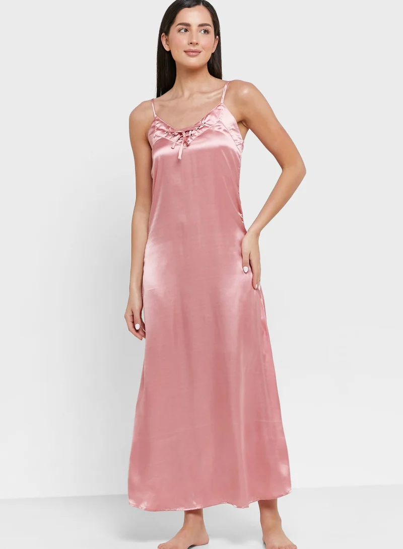 ELLA Criss Cross Neck Tie Detail Nightie