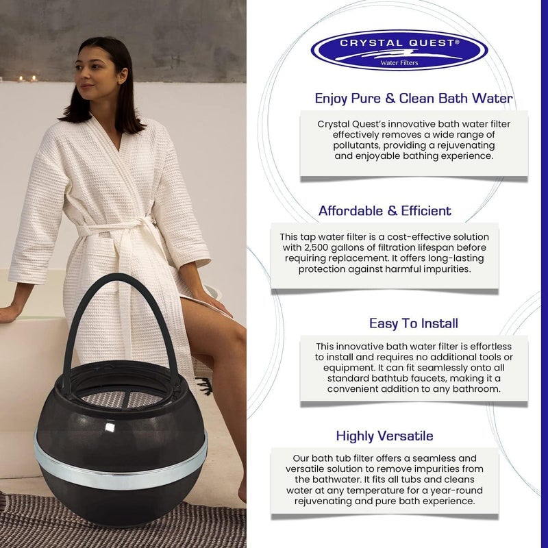 Crystal Quest Black Bath Ball Water Filter | Reduces Contaminants For Softer  Smoother Skin | Bpa Free - Image 5