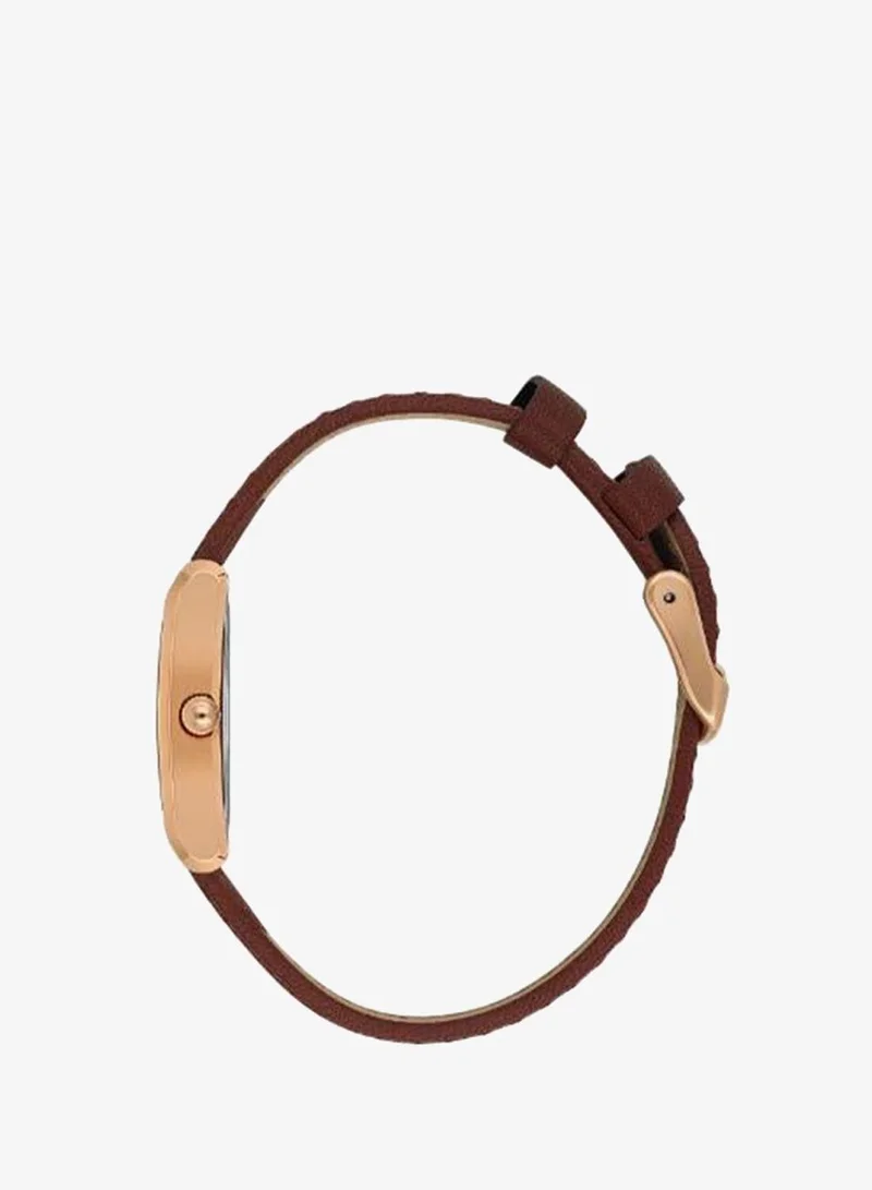 Daniel Klein Women's Leather Rose Gold Alloy Case Analog Silver Square Sunray Dial Japanese Quartz Premium 30 Meters Water Resistant