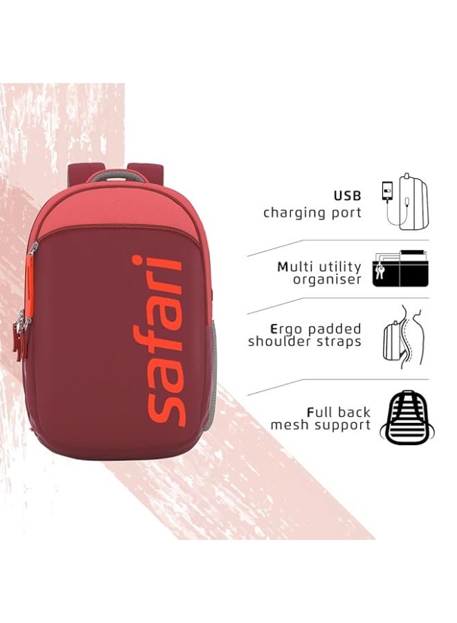 Safari Spree USB 30L Backpack, 2 Compartments, Front Pocket, Organizer, Bottle Holder, School Bag for Boys and Girls, College Bag, Office Bag, Travel Bag for Men and Women, Bagpack - Image 2