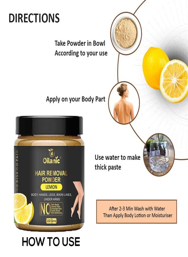 Oilanic Lemon Wax Powder for Effortless Hair Removal Perfect for Body and Bikini Areas | No chemicals-No Irritation, No Skin rashes for Women and Girls Pack of 3 of 150g - Image 4