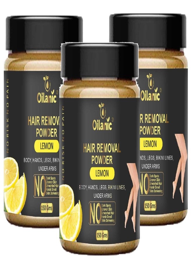Oilanic Lemon Wax Powder for Effortless Hair Removal Perfect for Body and Bikini Areas | No chemicals-No Irritation, No Skin rashes for Women and Girls Pack of 3 of 150g - Image 1