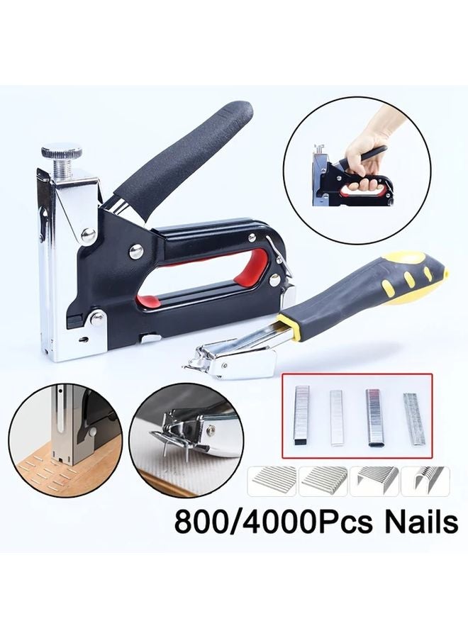 Heavy Duty 4 in 1 Steel Nail Gun Stapler Manual Spring Loaded 600 Pcs Nails - Image 2