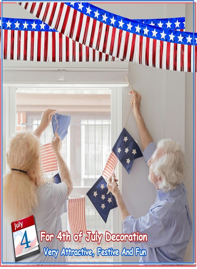 ILHSTY 8 Packs 79Ft 4th of July Parade Floats Foil Fringe, Each 10 ft x 15'' American Flag Stripes and Stars Tinsel Patriotic foil Fringe Garland for 4th of July Trailer Car Graduation Homecoming Party - Image 2