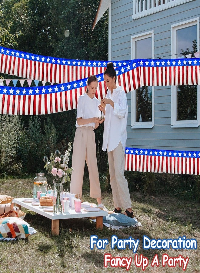 ILHSTY 8 Packs 79Ft 4th of July Parade Floats Foil Fringe, Each 10 ft x 15'' American Flag Stripes and Stars Tinsel Patriotic foil Fringe Garland for 4th of July Trailer Car Graduation Homecoming Party - Image 5