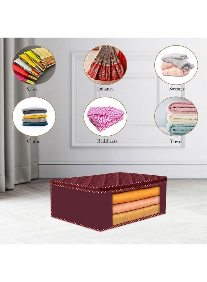 Kuber Industries Kuber Industries Saree Cover | Clothes Storage Bag | Storage Saree Organizer Bag | Zip Closure Saree Cover | Wardrobe Organizer | Dot Border-Design | 6 Inch | Pack of 12 | Maroon - Image 5