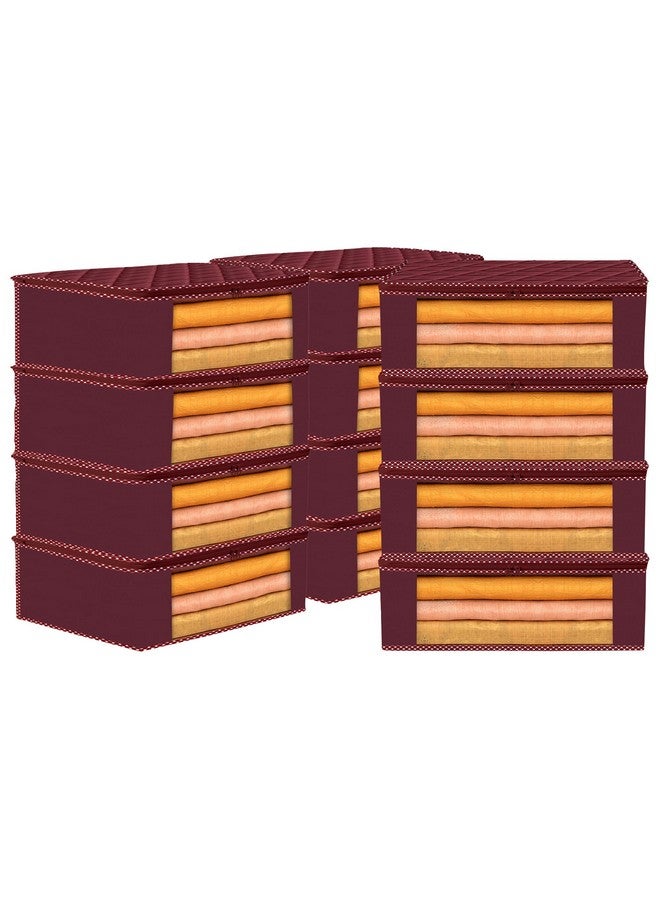 Kuber Industries Kuber Industries Saree Cover | Clothes Storage Bag | Storage Saree Organizer Bag | Zip Closure Saree Cover | Wardrobe Organizer | Dot Border-Design | 6 Inch | Pack of 12 | Maroon - Image 1
