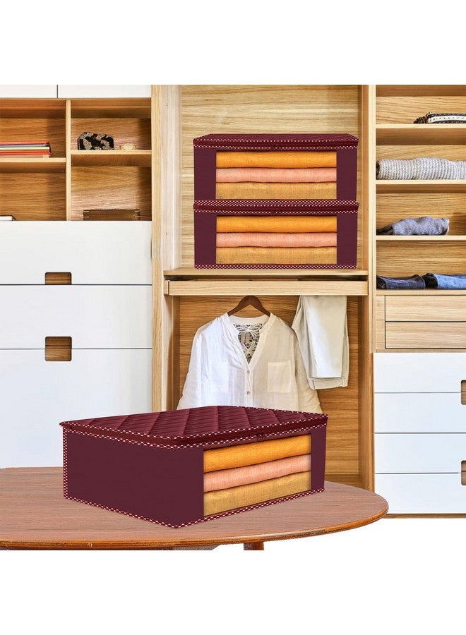 Kuber Industries Kuber Industries Saree Cover | Clothes Storage Bag | Storage Saree Organizer Bag | Zip Closure Saree Cover | Wardrobe Organizer | Dot Border-Design | 6 Inch | Pack of 12 | Maroon - Image 2