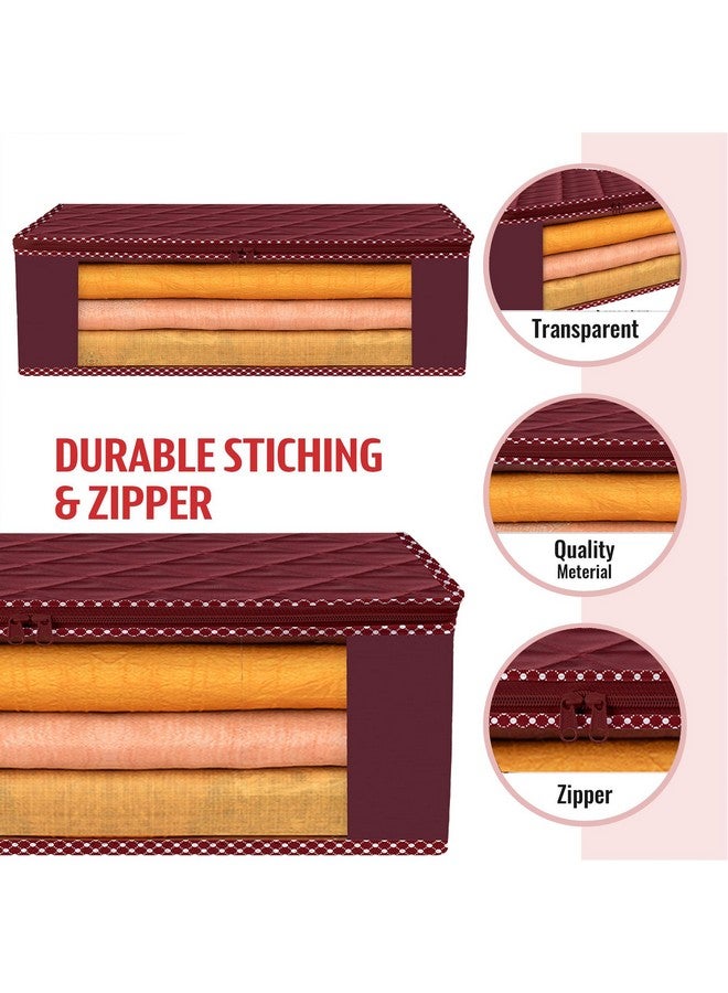 Kuber Industries Kuber Industries Saree Cover | Clothes Storage Bag | Storage Saree Organizer Bag | Zip Closure Saree Cover | Wardrobe Organizer | Dot Border-Design | 6 Inch | Pack of 12 | Maroon - Image 4