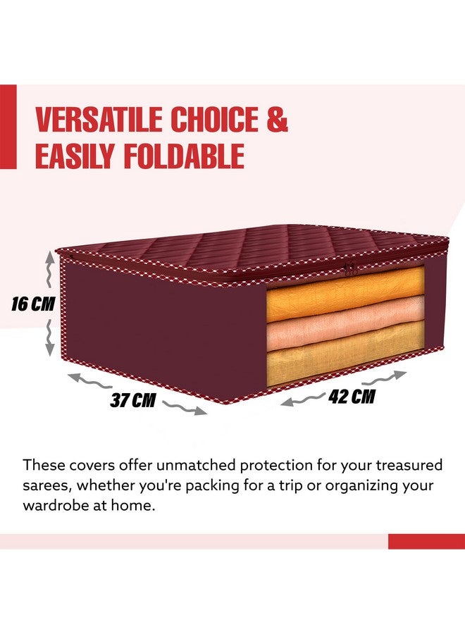 Kuber Industries Kuber Industries Saree Cover | Clothes Storage Bag | Storage Saree Organizer Bag | Zip Closure Saree Cover | Wardrobe Organizer | Dot Border-Design | 6 Inch | Pack of 12 | Maroon - Image 3