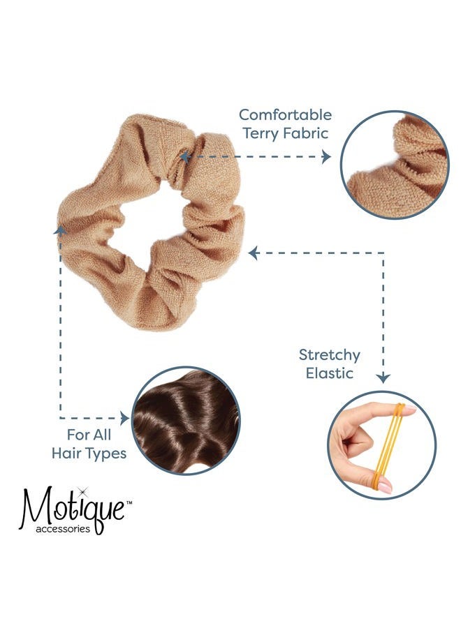 Motique Accessories Set of 2 Terry Hair Scrunchies - Tan - Image 4