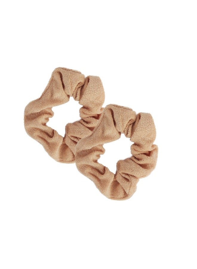 Motique Accessories Set of 2 Terry Hair Scrunchies - Tan - Image 1