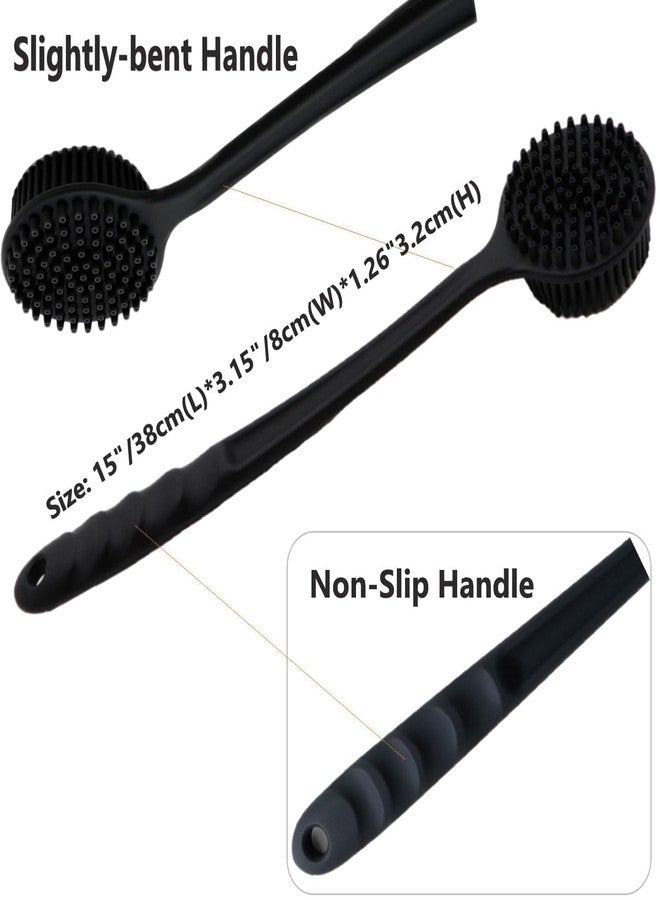 NENATIRTH 2-in-1 Long Handle Body Brush Premium Soft Silicone Back Scrubber Shower Bath with Long Handle Dirt_Removal Back Scrubber | BPA-Free | For Men and Women Soft Bristles (Back Scrubbermix colour) - Image 3