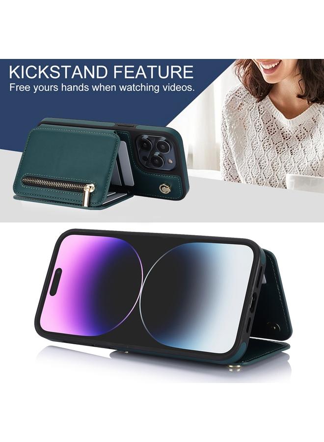 اس-توب جراب لهاتف iPhone SE 2022 / 2020 / 8 / 7 YM006 جراب هاتف بسحاب وحقيبة بطاقات بملمس الجلد مع حبل مزدوج - Image 4