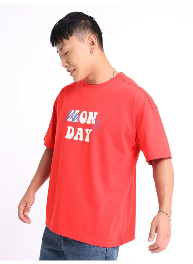 Beyoung Monday Printed Oversized T-shirt for Men