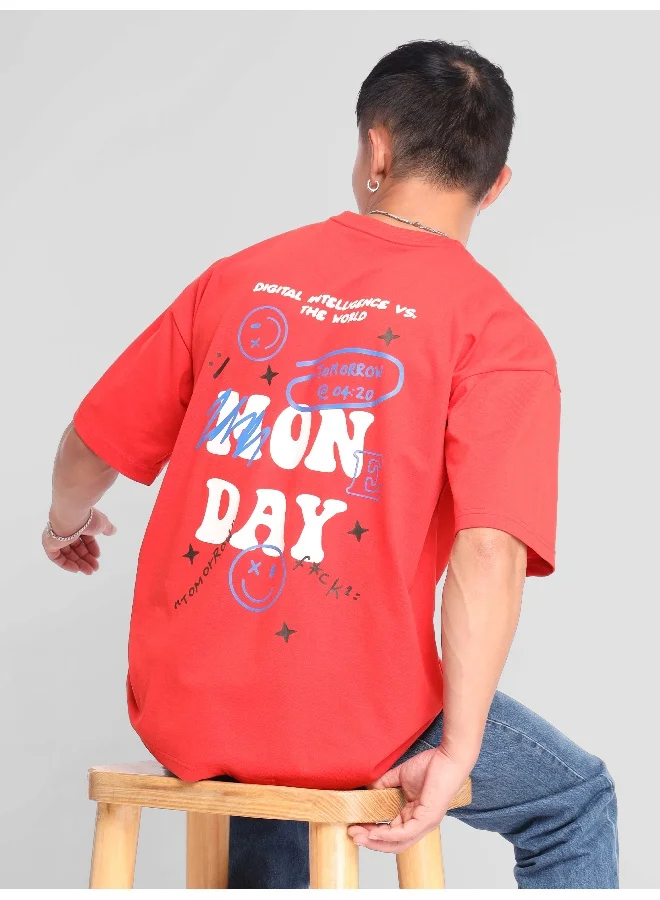 بيونغ تيشيرت مطبوع مقاس كبير للرجال من Monday