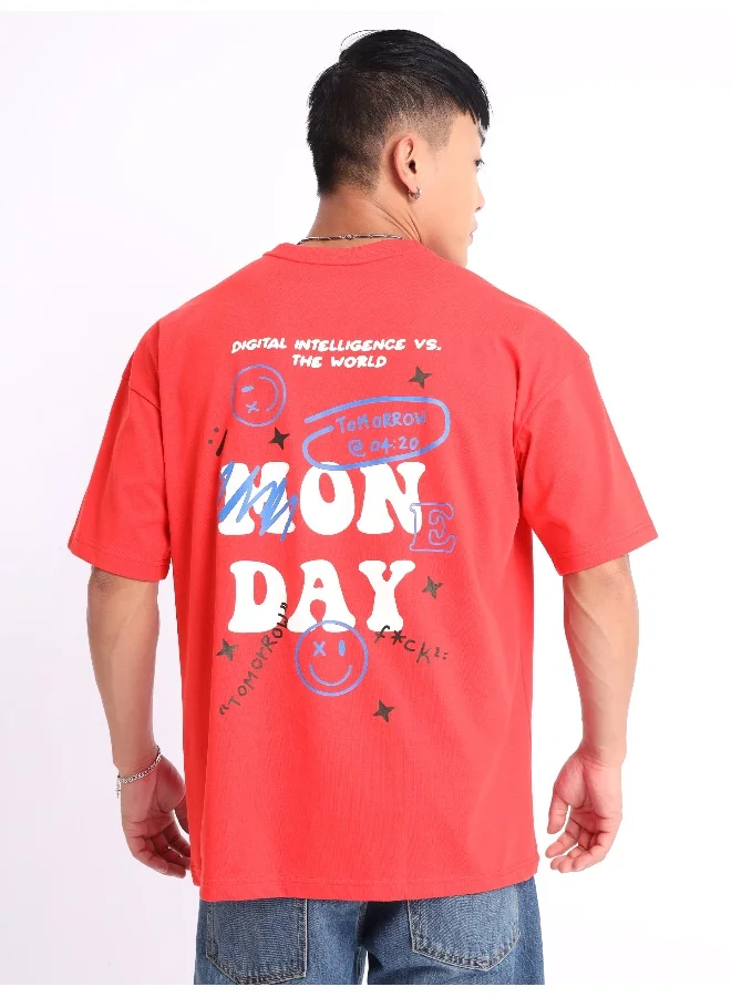 بيونغ تيشيرت مطبوع مقاس كبير للرجال من Monday