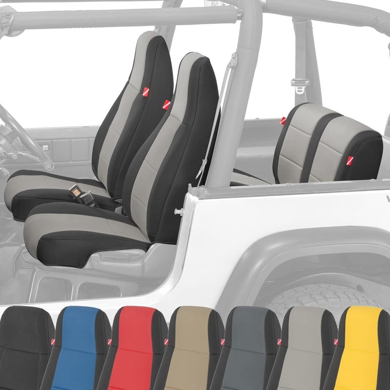 Diver Down Front and Rear Neoprene Seat Cover Set - Custom Fit for Jeep Wrangler YJ 1991 - Grey - Image 1
