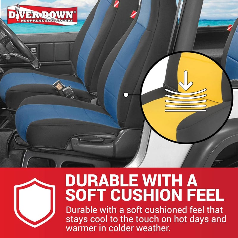 Diver Down Front and Rear Neoprene Seat Cover Set - Custom Fit for Jeep Wrangler YJ 1991 - Grey - Image 5