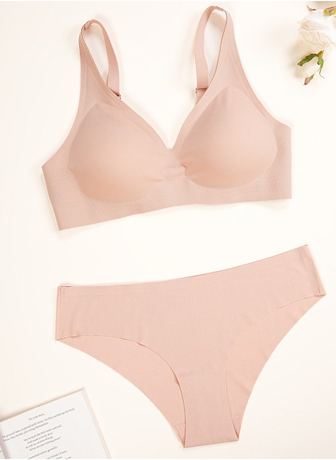 Generic - Women's Bra And Panty Sets Seamless Bra Underwear Set Comfortable Sports V Neck Bra Panty Thong Set Size M - Image 1