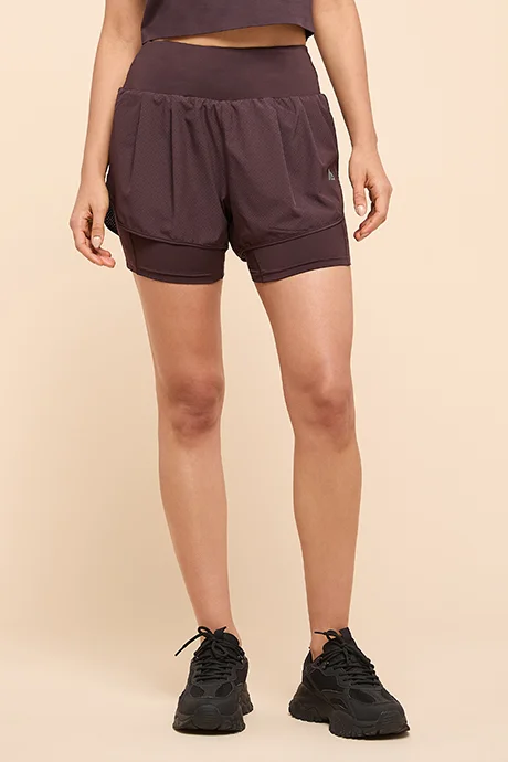 أر أند بي 2 Layer Active Shorts With Elastic Wasit