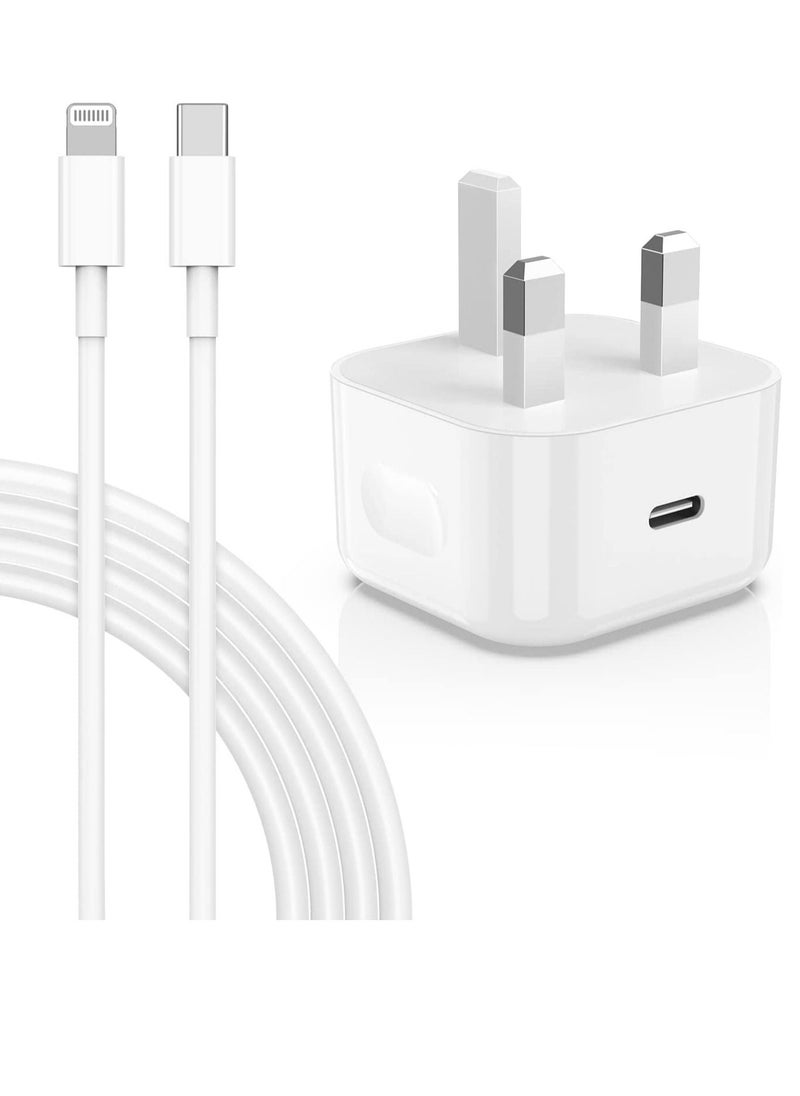 Generic - iPhone 13 Charger Plug and Cable, 20W USB C Plug with USB C Lightning Cable, USB C Apple Lightning Cable and iPhone Plug uk Charger for iPhone 13 Pro Max/12/12Mini/11/XR/XS/X/8 - Image 1