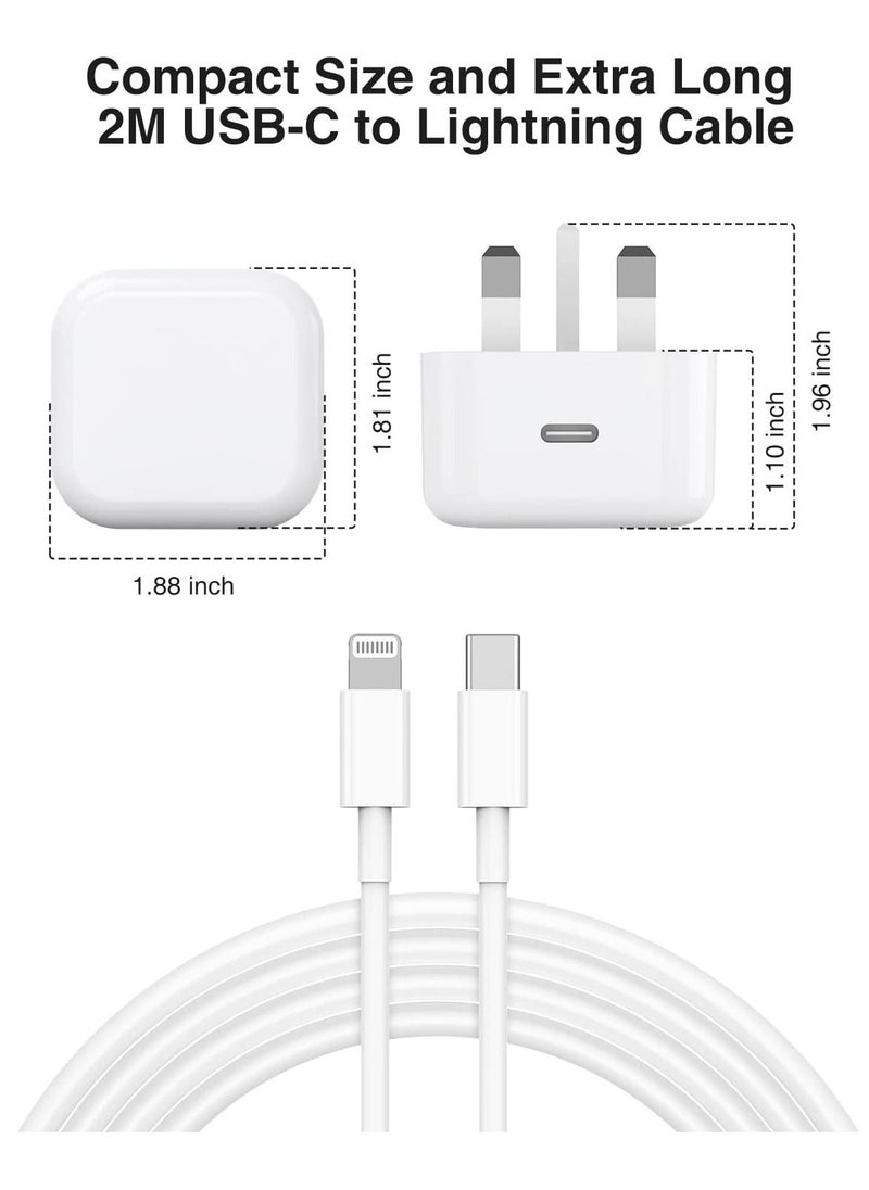 Generic - iPhone 13 Charger Plug and Cable, 20W USB C Plug with USB C Lightning Cable, USB C Apple Lightning Cable and iPhone Plug uk Charger for iPhone 13 Pro Max/12/12Mini/11/XR/XS/X/8 - Image 1