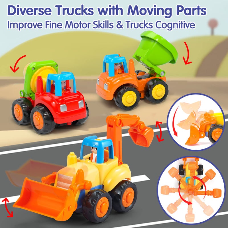 HOLA Toys for 1 2 Year Old Boy Birthday Gift  4 PCS Toy Trucks Toddler Boy Toys 4WD Friction Power Car Toys Toddler Toys 12 Early Educational Christmas Easter Stocking Stuffers - Image 3