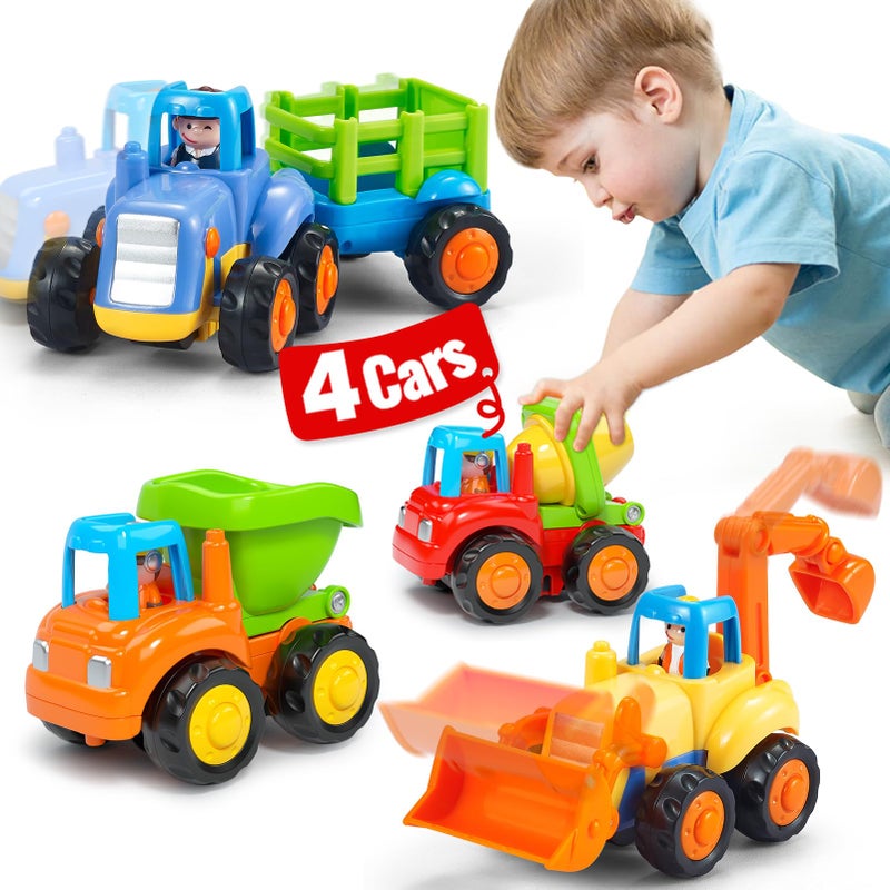 HOLA Toys for 1 2 Year Old Boy Birthday Gift  4 PCS Toy Trucks Toddler Boy Toys 4WD Friction Power Car Toys Toddler Toys 12 Early Educational Christmas Easter Stocking Stuffers - Image 2