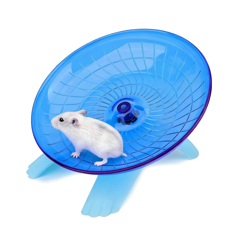 Litewood Small Hamster Wheel Hermit Crab Wheel Small Animal Flying Saucer Spinner Silent Running Exercise Toy Cage Tank Accessory for Dwarf Hamster Gerbil Mouse Rat Mice Hermit Crab (Blue)
