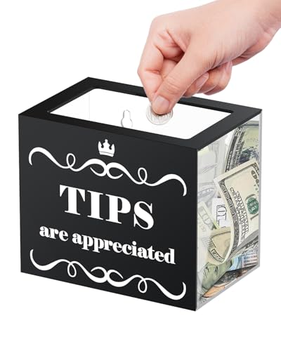Uniclife Acrylic Tip Jar for Bartenders 6 x 4 x 5 Plastic Tips Jar Tip Box Tip Bucket Money Storage Container Cash Collection Box for Bars Restaurants Cafes Donation Boxes Suggestion Boxes - Image 1
